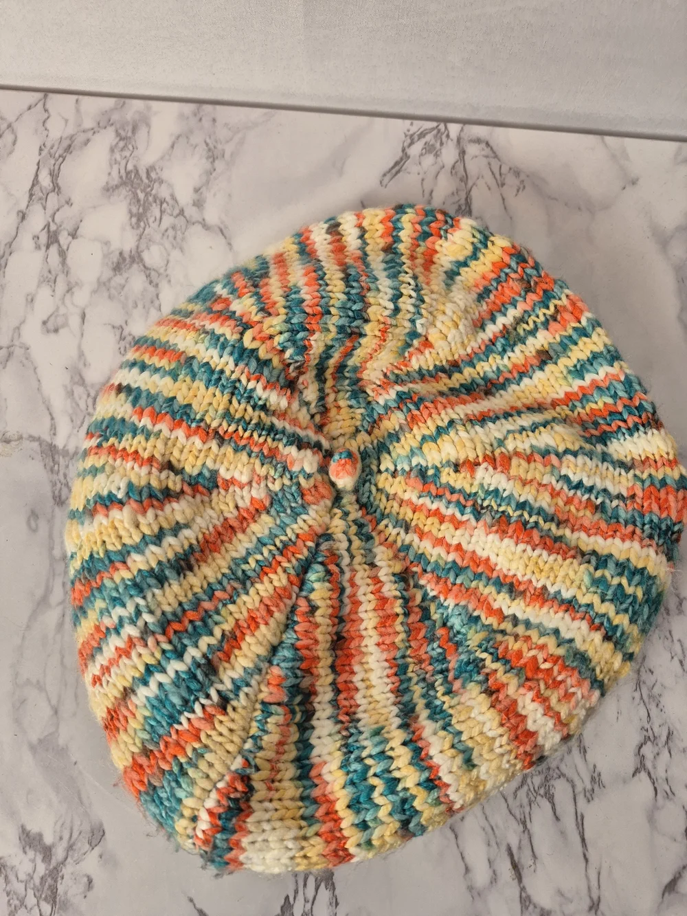 Free People Multicolor Knit Beret in Cream, Teal, Coral, Tan